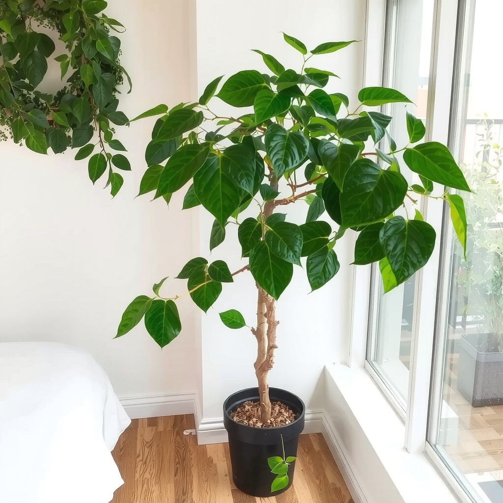 Pothos plant in a bedroom corner