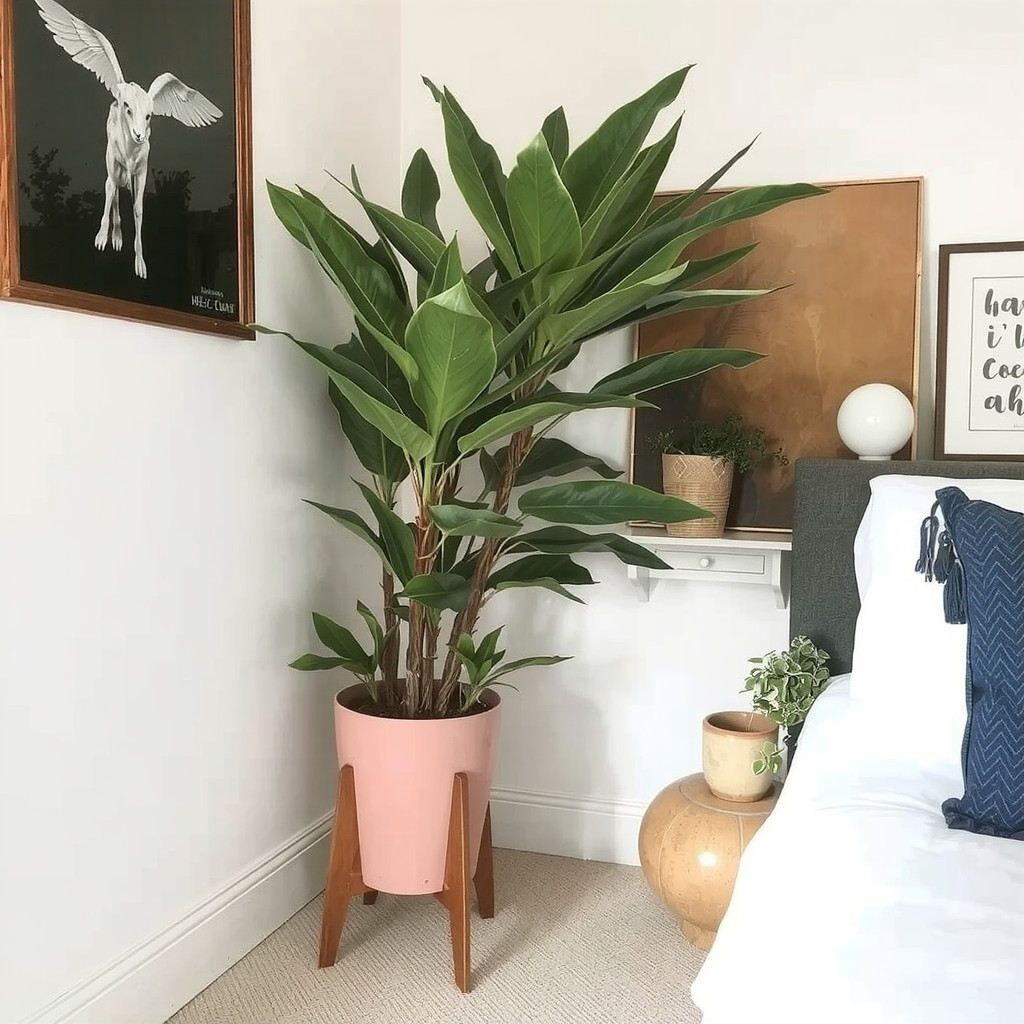 Dracaena plant in a bedroom corner