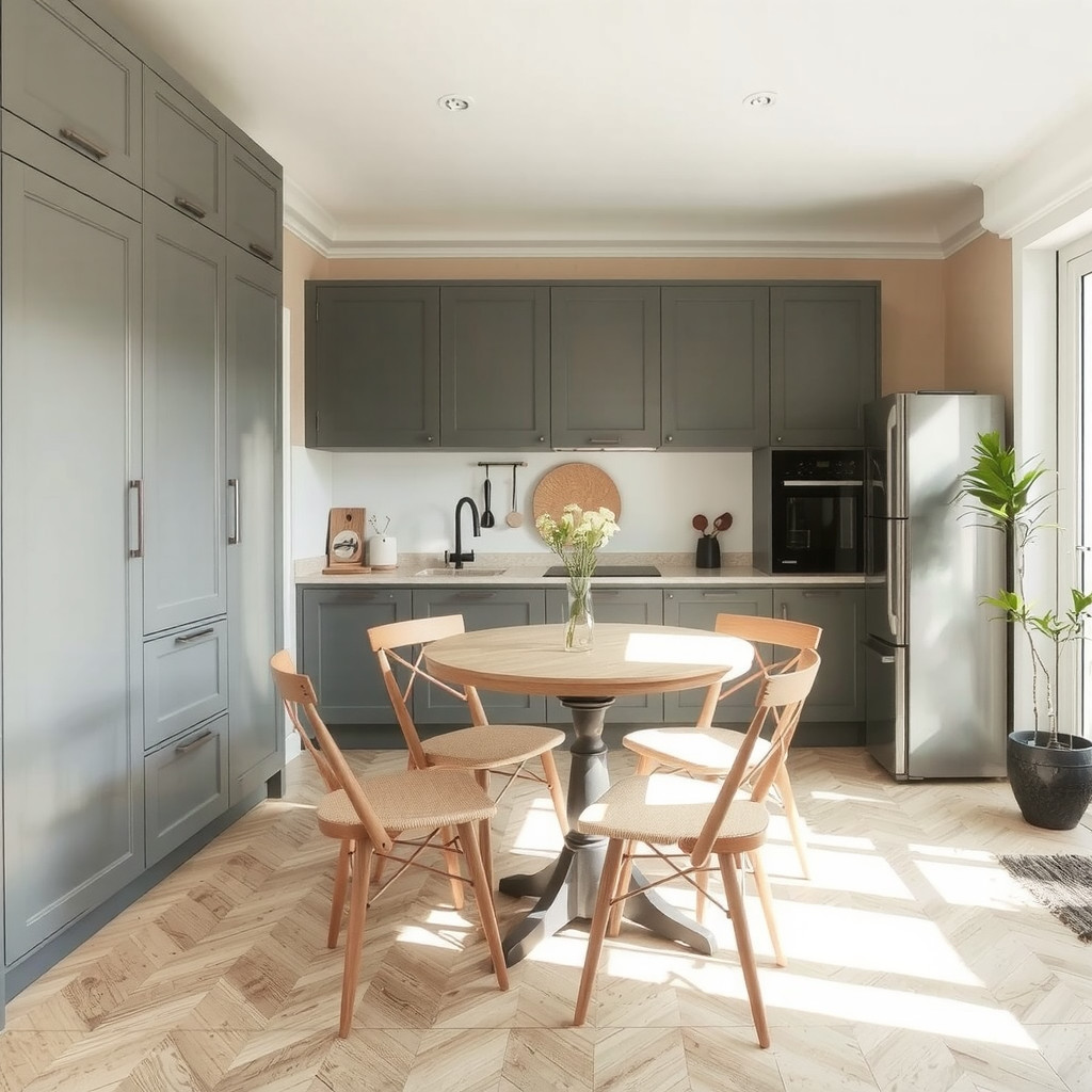 An open plan kitchen and dining area