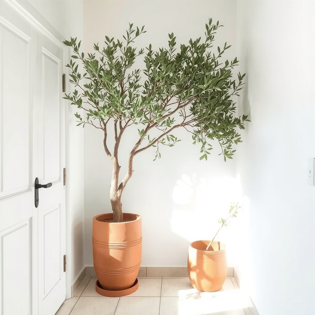 A bright entryway with a plant