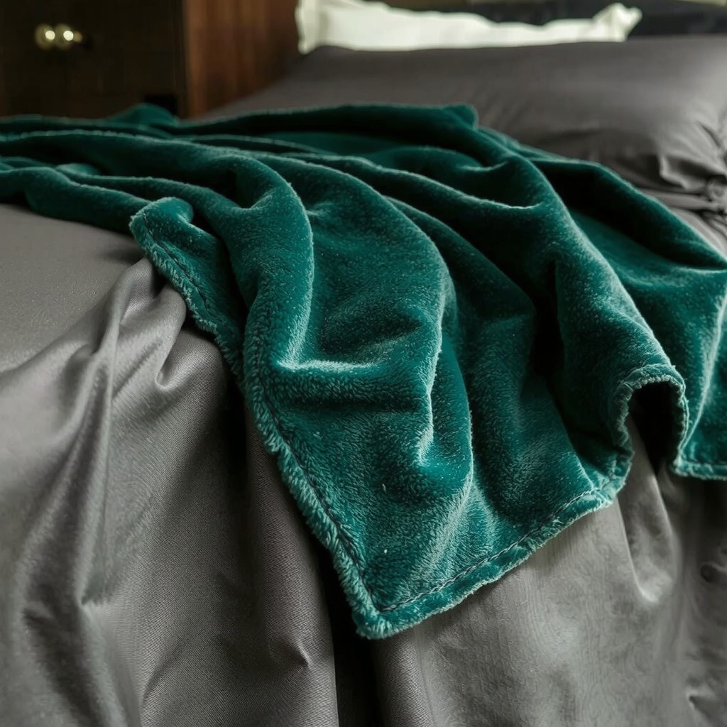 Close-up of velvet and linen textures in dark tones