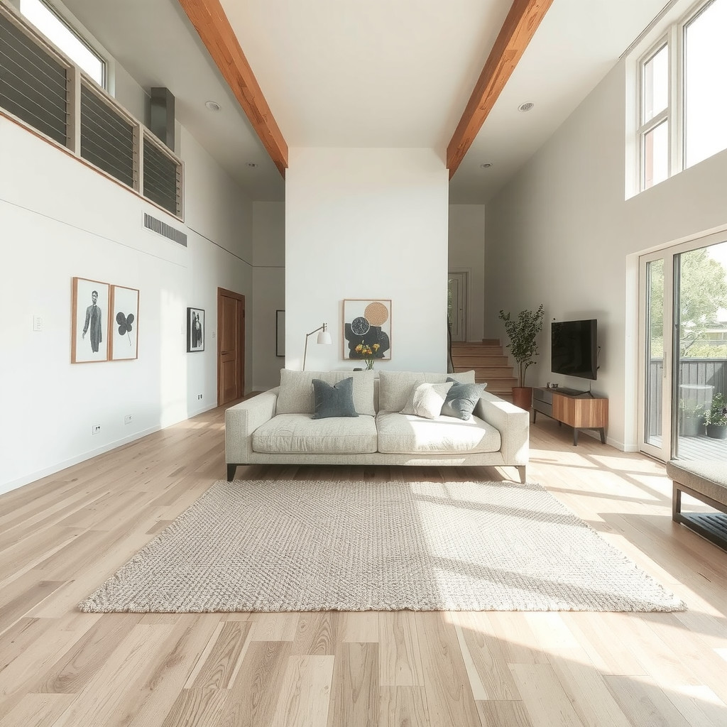 Open concept layout with floating furniture