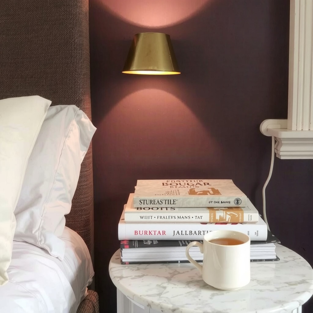 Warm brass sconce lighting a dark corner