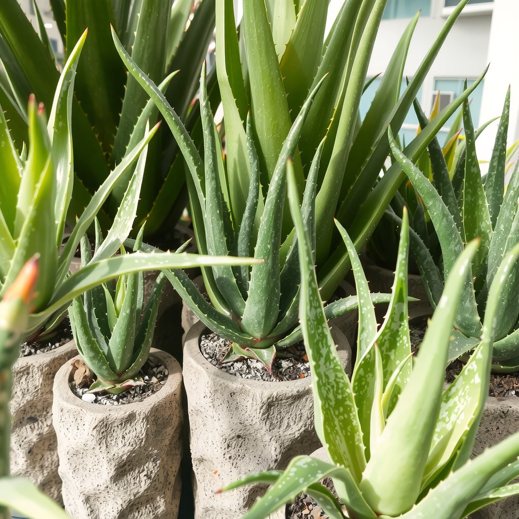 Cluster of architectural snake plants and trailing vines