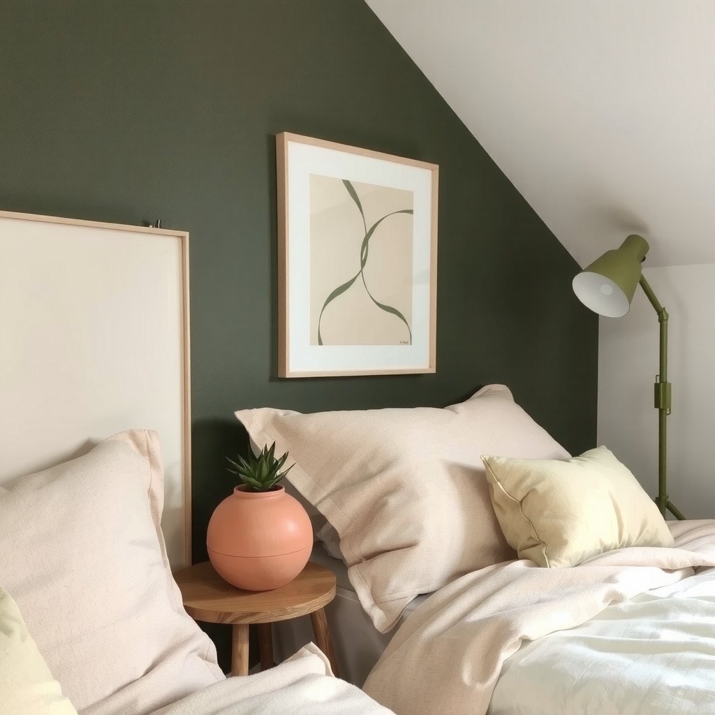 Small potted plant on a bedside table