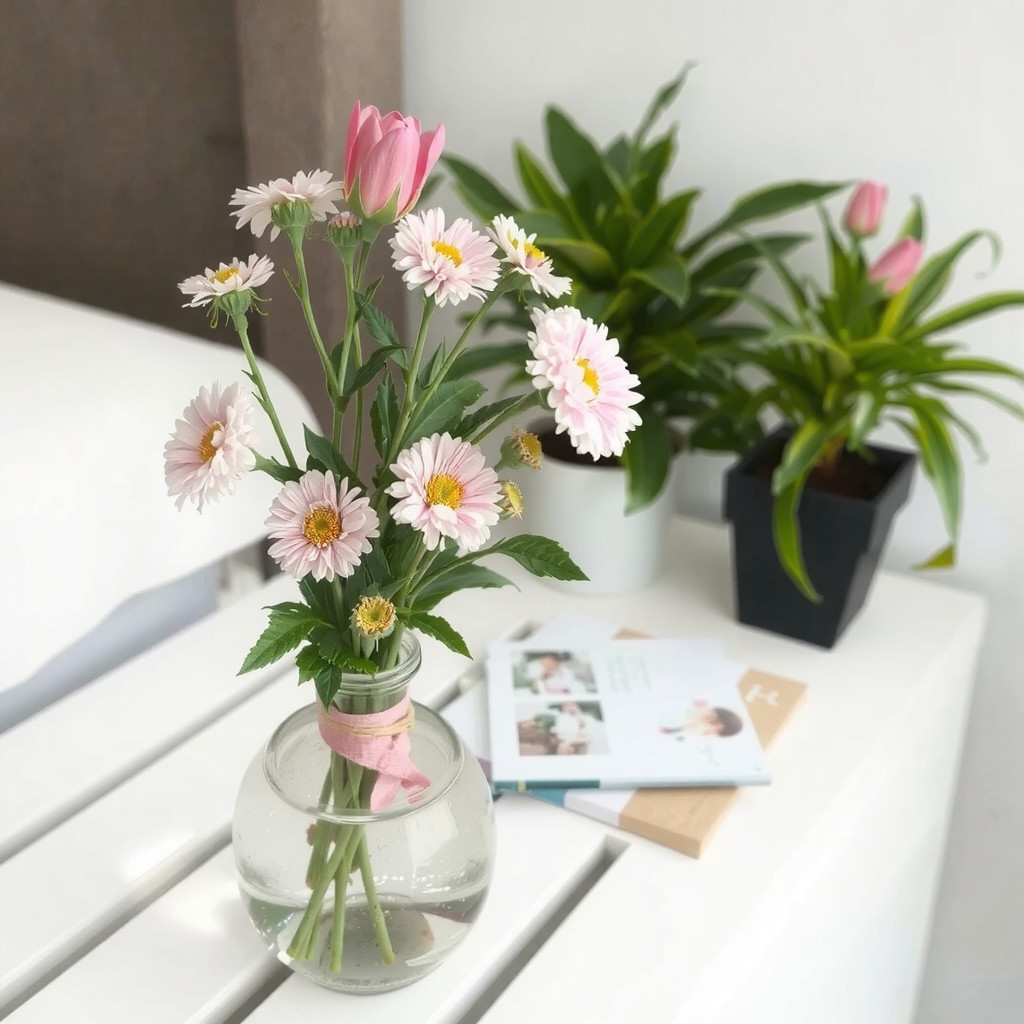 Vase with fresh flowers