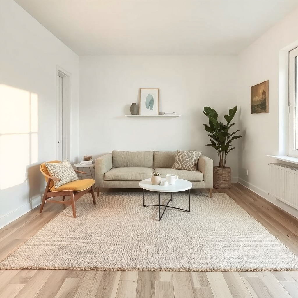 Shelf and rug focal point