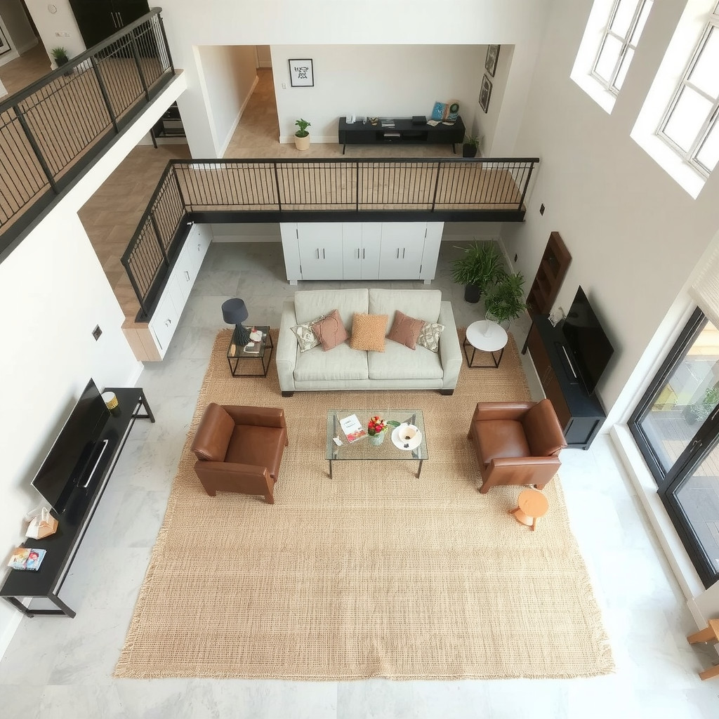 High angle view of a floating furniture arrangement