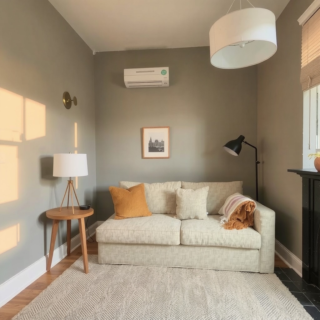 Layered lighting in a small living room