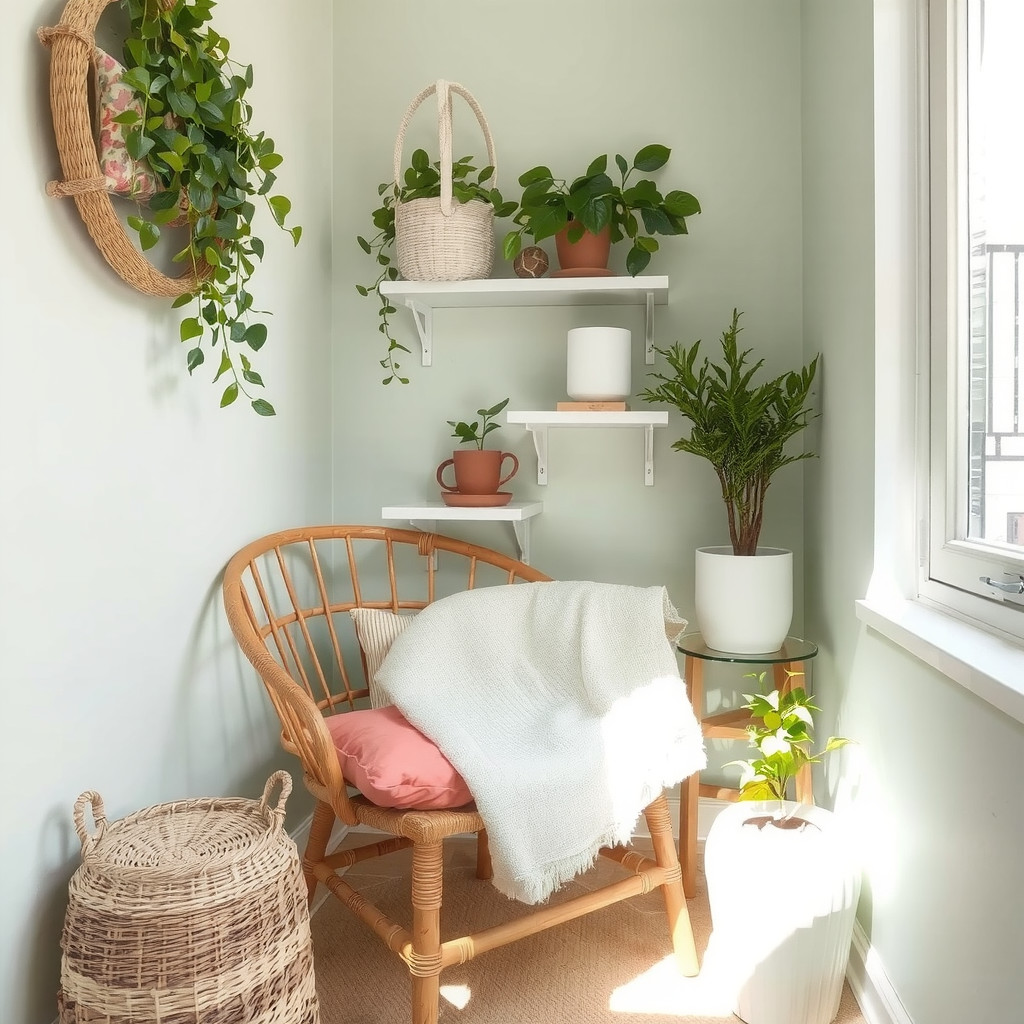 Compact greenery corner in a small home