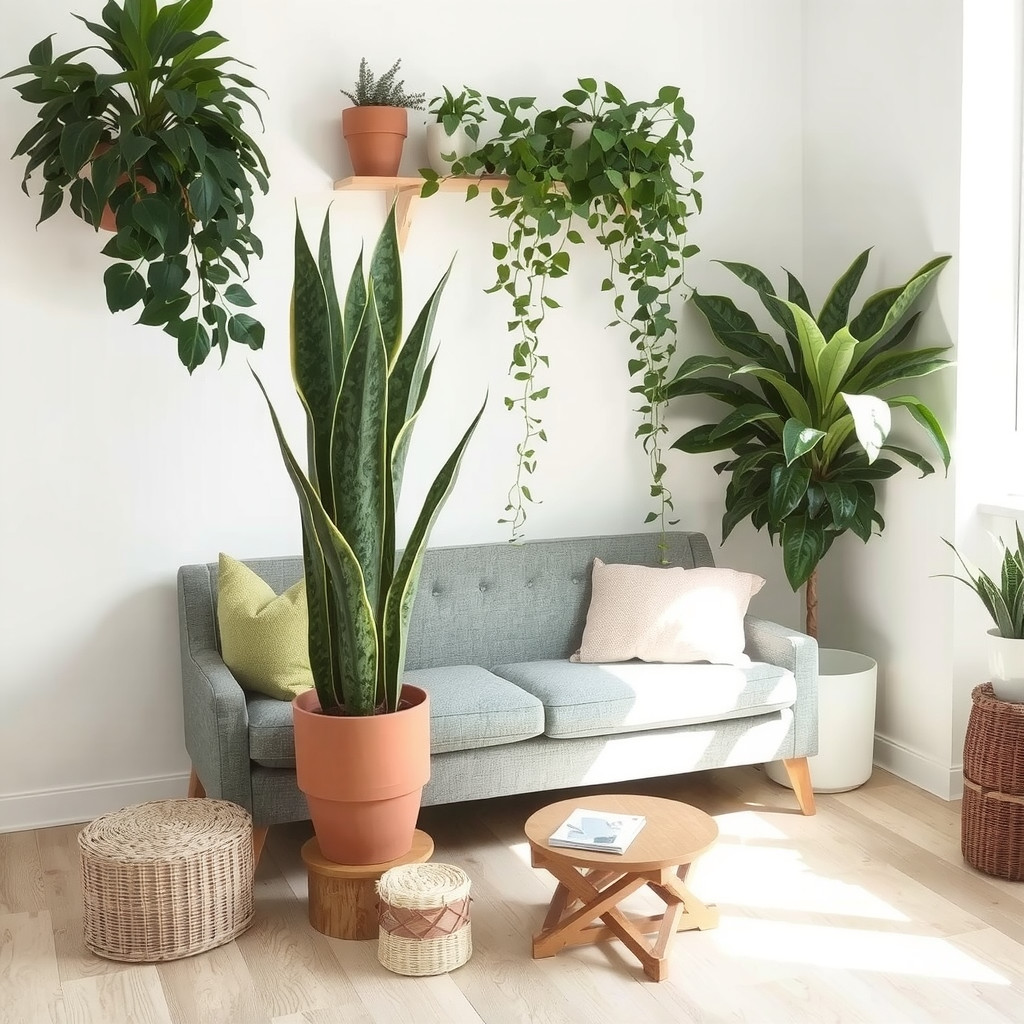Tall plants framing seating
