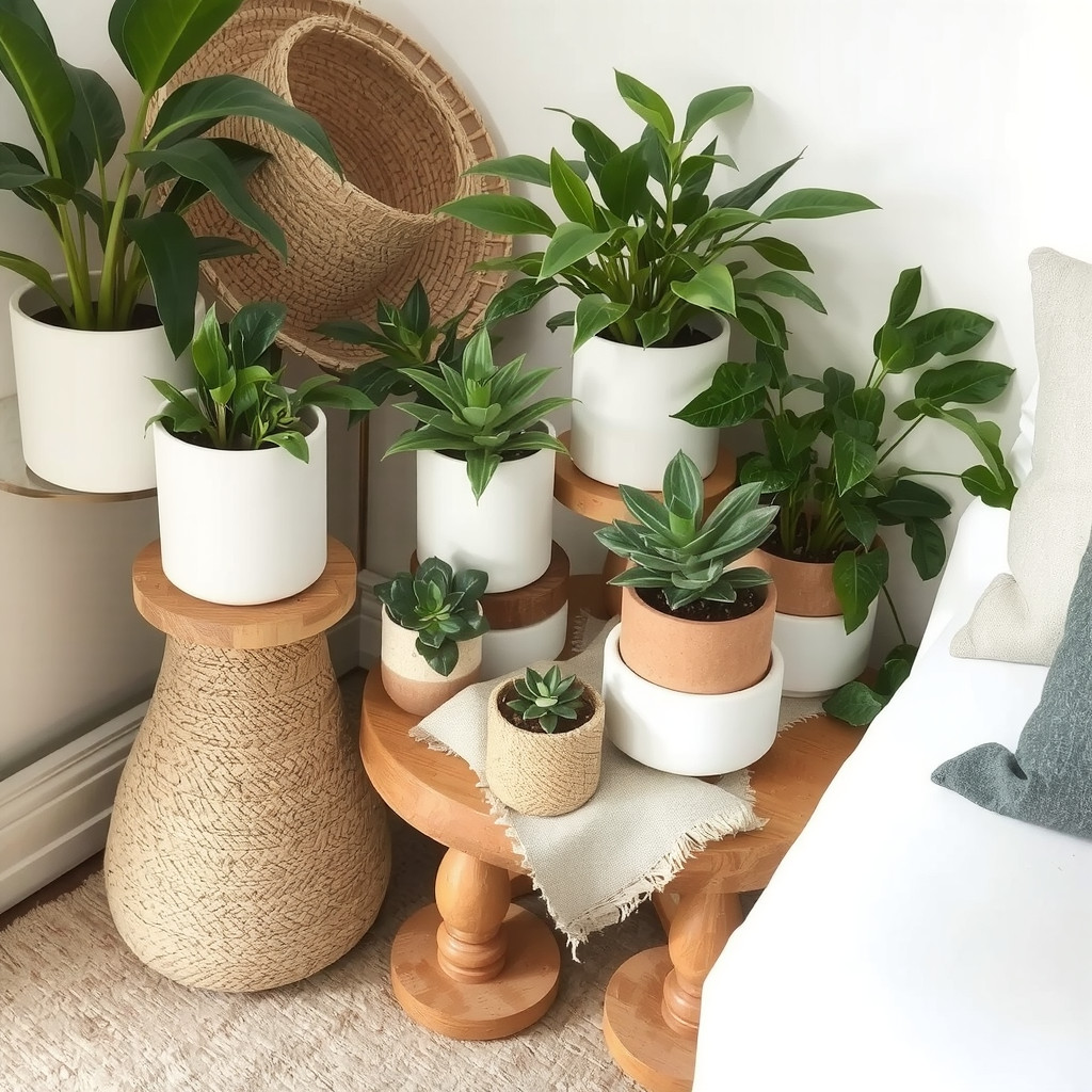 Natural materials and textiles around plants