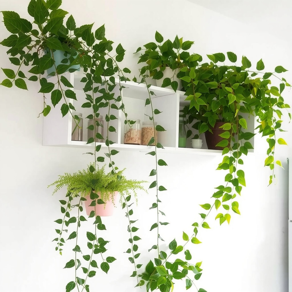 Vertical shelving with plants