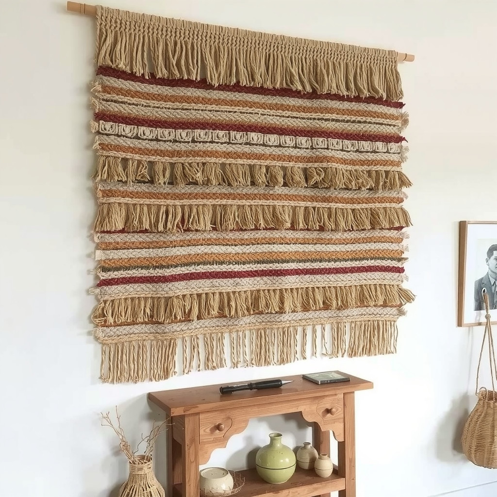 Textured woven wall hanging