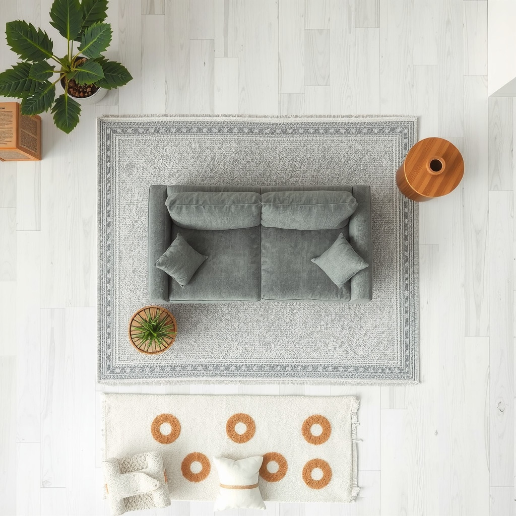 An open layout living room with floating furniture