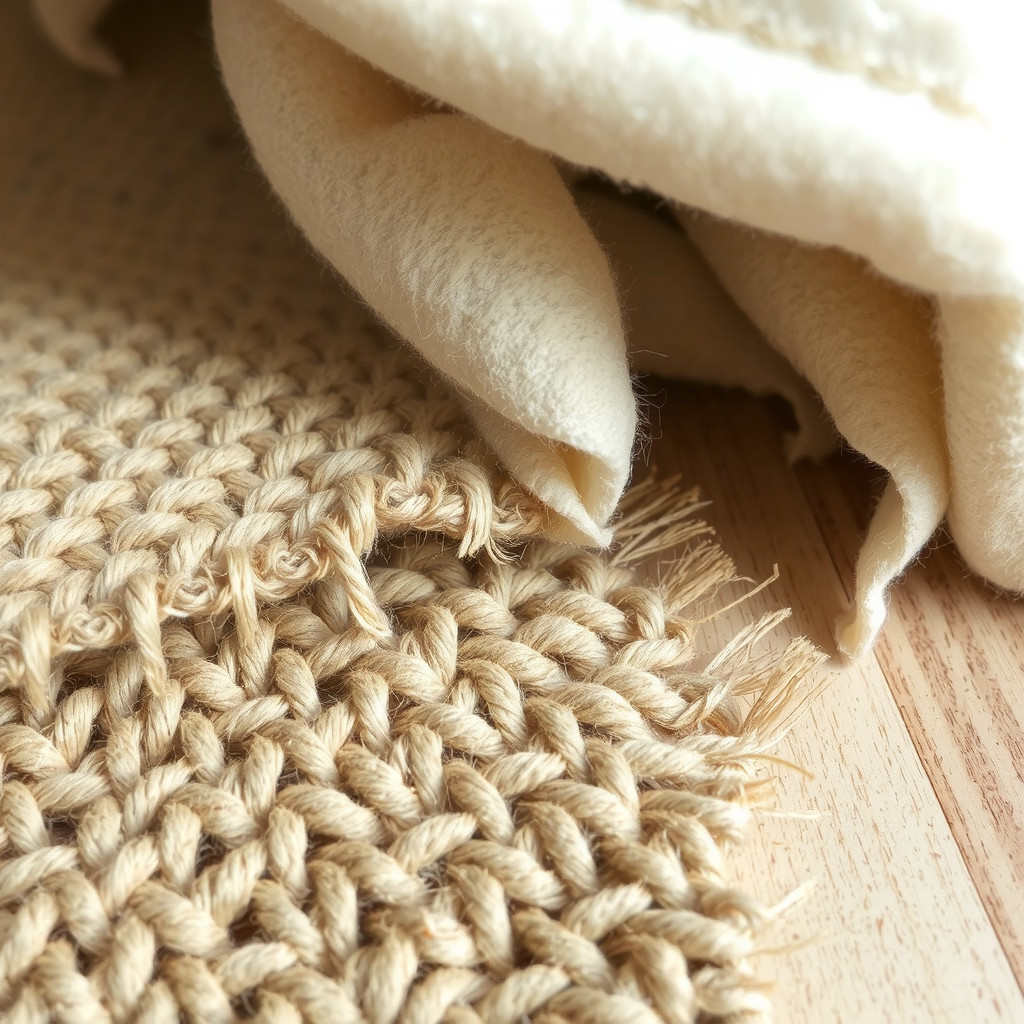 Close up of textured fabrics and wood details