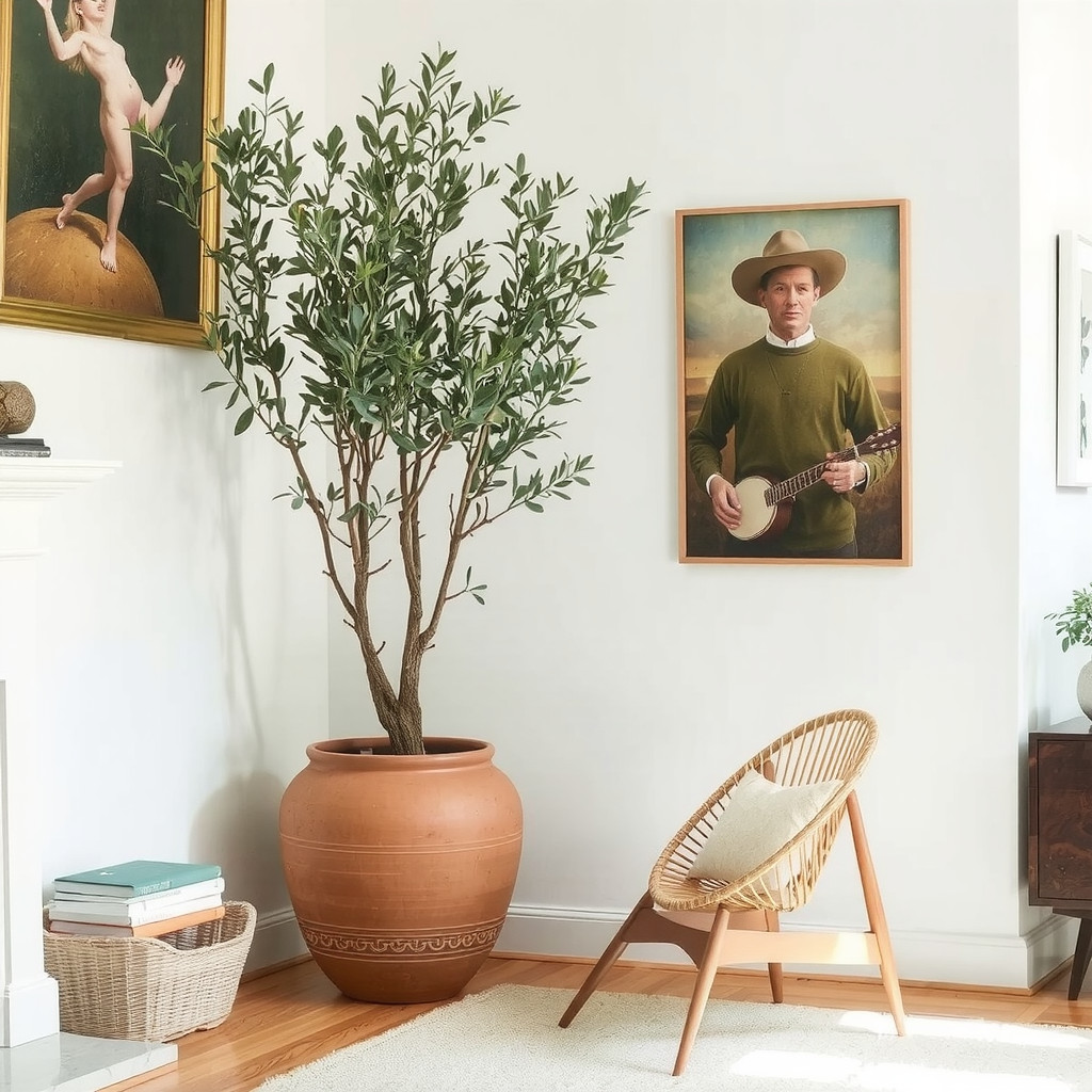 Large indoor tree in living room