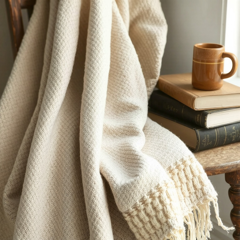 Close up of textured fabrics and ceramics