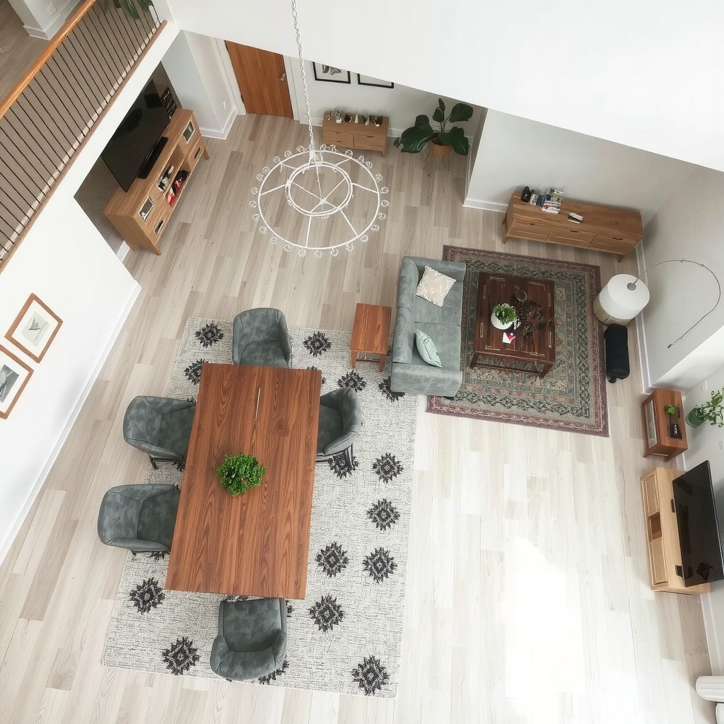 Open concept living and dining area