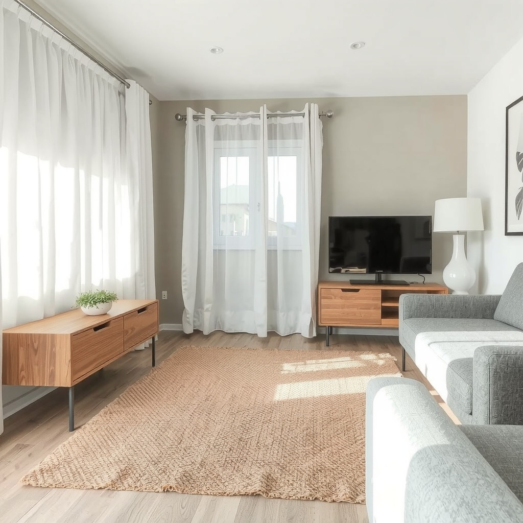 Open plan layout with floating furniture