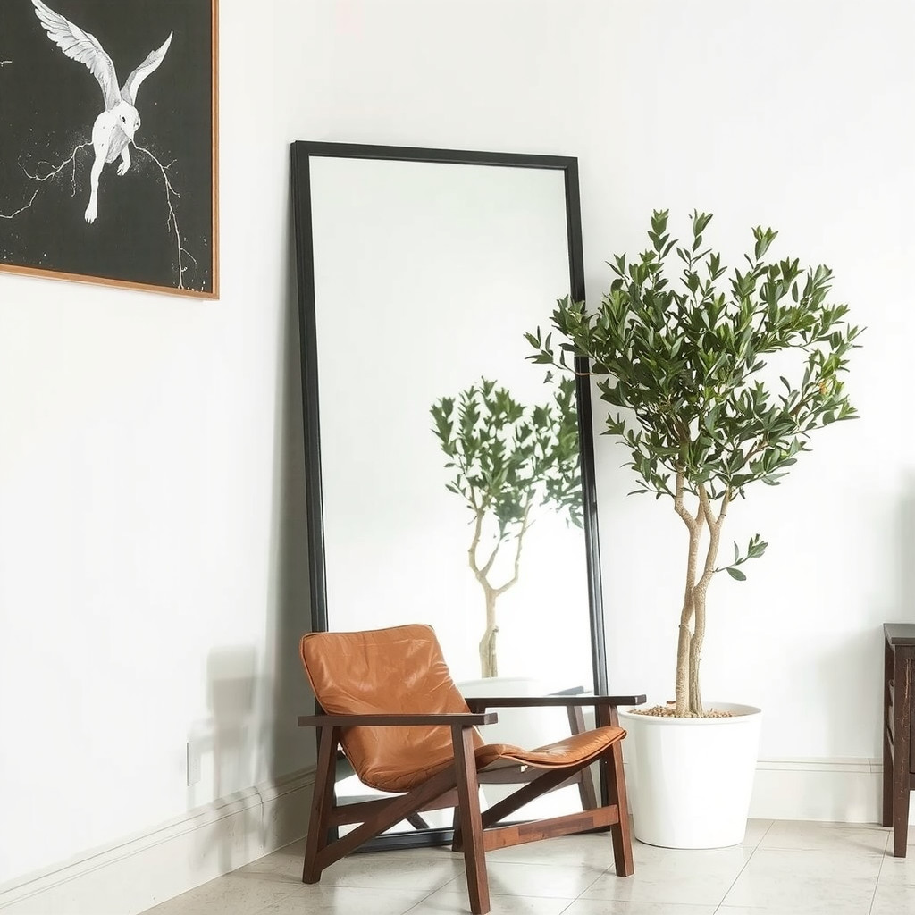 Large leaning mirror focal point