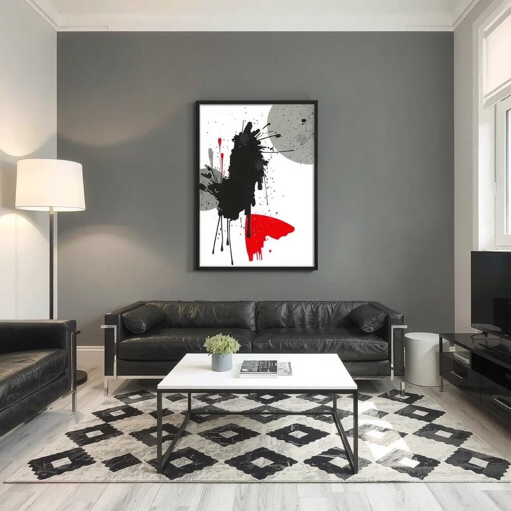 Statement art piece in a small living room