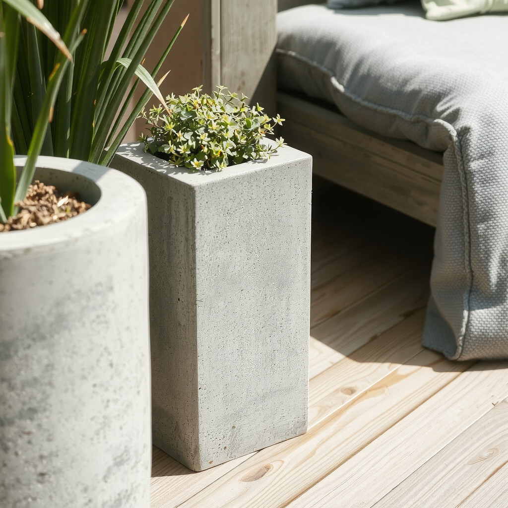 Concrete and wood textures on a balcony