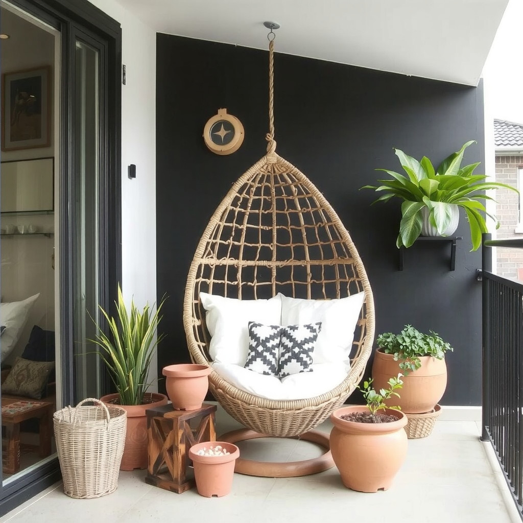 Statement chair surrounded by plants